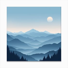 Misty mountains background in blue tone 16 Canvas Print
