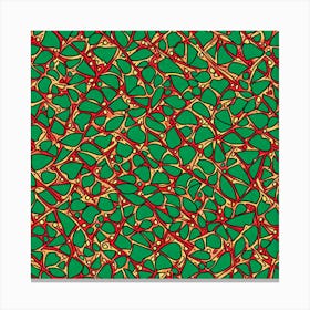 Christmas like pattern, A Pattern Featuring Abstract Geometric Shapes With Edges Rustic Green And Red Colors Flat Art, 101 Canvas Print