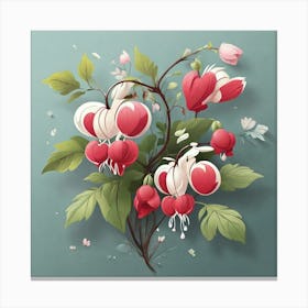 Flowers of Bleeding heart, Vector art Canvas Print