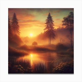 Sunrise In The Forest Canvas Print