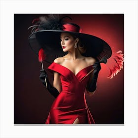 Glamorous Woman In Red Dress Canvas Print