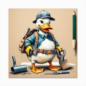 Duck With Tools Canvas Print