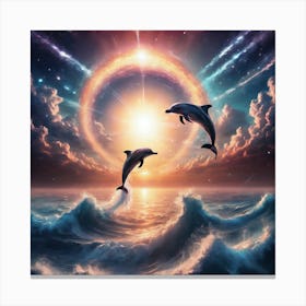 Dolphins In The Ocean Canvas Print