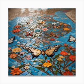 mosaic_floor_with_flowers Canvas Print