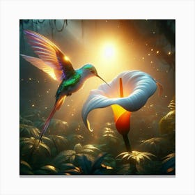 Hummingbird And Flower Canvas Print