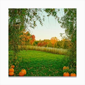 An Isolated Rustic Natural View Of A Bountiful Garden In Autumn Where A Plethora Of Verdant Pumpk (2) Canvas Print