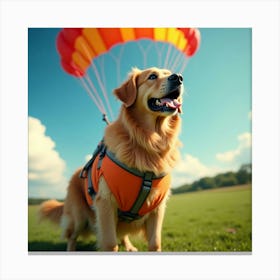 Flux Dev A Majestic Golden Retriever Dog With A Bright Orange 3 Canvas Print