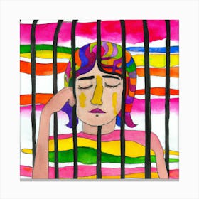 Portrait Of A Woman In A Cage Canvas Print