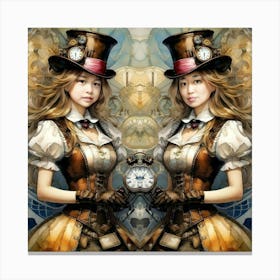 Happy Steampunk Girls Canvas Print