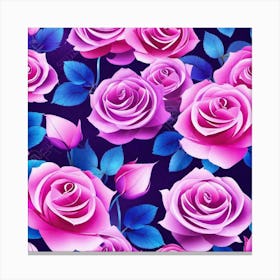 Pink Roses Seamless Pattern Canvas Print