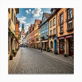 1 Historic European Town A Charming Photograph Of A Historic European Town With Cobblestone Streets Canvas Print