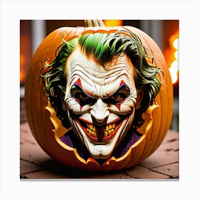 Joker Pumpkin Carving 4 Canvas Print