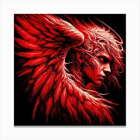 Fallen Angel In Red Dark Drawing Canvas Print