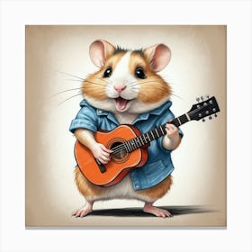 Hamster Playing Guitar 4 Canvas Print