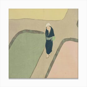 Woman Walking In A Field Canvas Print