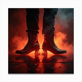 Black Boots In Smoke Canvas Print