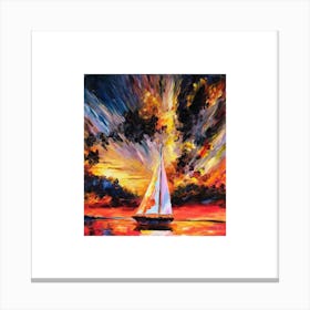 Sailboat At Sunset Canvas Print