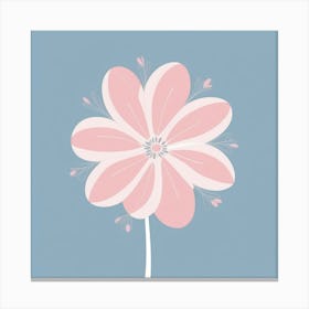 A White And Pink Flower In Minimalist Style Square Composition 509 Canvas Print