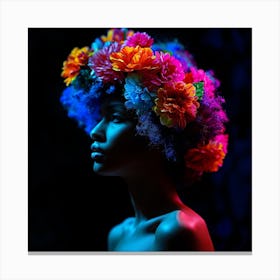 Afro Girl With Colorful Hair Canvas Print