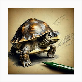 Turtle Drawing 16 Canvas Print