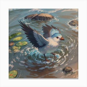 Bird In The Water Canvas Print
