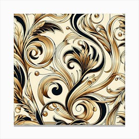 Gold And Black Floral Pattern 1 Canvas Print