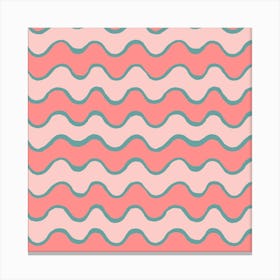 Wavy Stripes - Pink & Turquoise Canvas Print