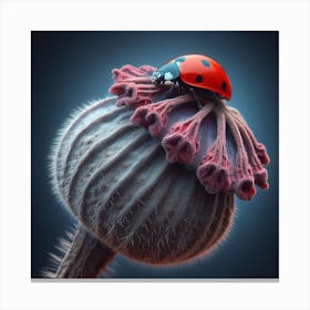 Poppy Seed Head and Ladybird  Canvas Print