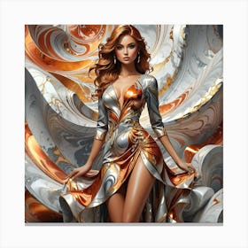 Beautiful Girl In Gold And Silver Canvas Print