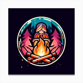 Girl With A Campfire 3 Canvas Print