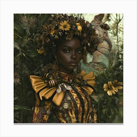 Bees Black Queen Canvas Print