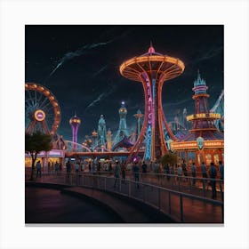 Disneyland At Night 1 Canvas Print