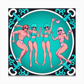 Four Girls In Bikinis 2 Canvas Print