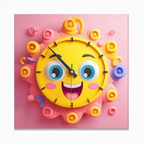 Clock With A Smiley Face Canvas Print