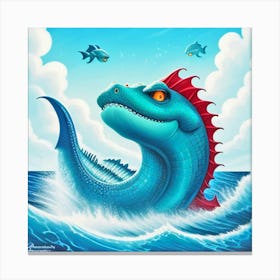 Blue Dragon In The Ocean Canvas Print
