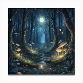 Night In The Magic Forest Art Print 0 Canvas Print