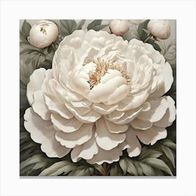 Aesthetic style, Large white Peony flower 1 Canvas Print