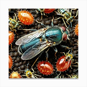 Flies Insects Pest Wings Buzzing Annoying Swarming Houseflies Mosquitoes Fruitflies Maggot (7) Canvas Print