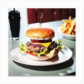 Burger And Fries 3 Canvas Print