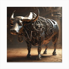 Bull With Gears Canvas Print