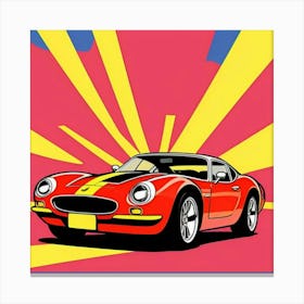 Retro Auto Drive with Halftone Rays Canvas Print