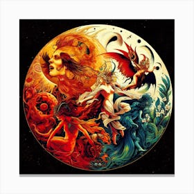 Sun, Moon And Stars Canvas Print