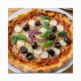 Pizza With Olives And Olives Canvas Print