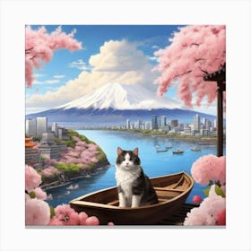 Cat On A Boat Canvas Print