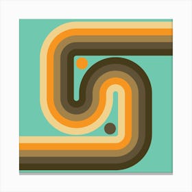 Geometric Rainbow Midcentury Modern Pattern Retro old countryside sage 3 Canvas Print