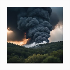 Smoke Billowing From A Coal Mine Canvas Print