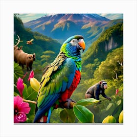 Parrots In The Jungle Canvas Print