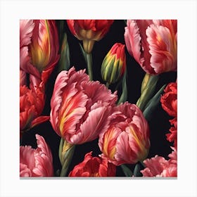 Pink Parrot Tulips Canvas Print