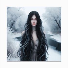 Girl With Long Black Hair Canvas Print