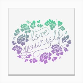 Love Yourself Purple Green Toile